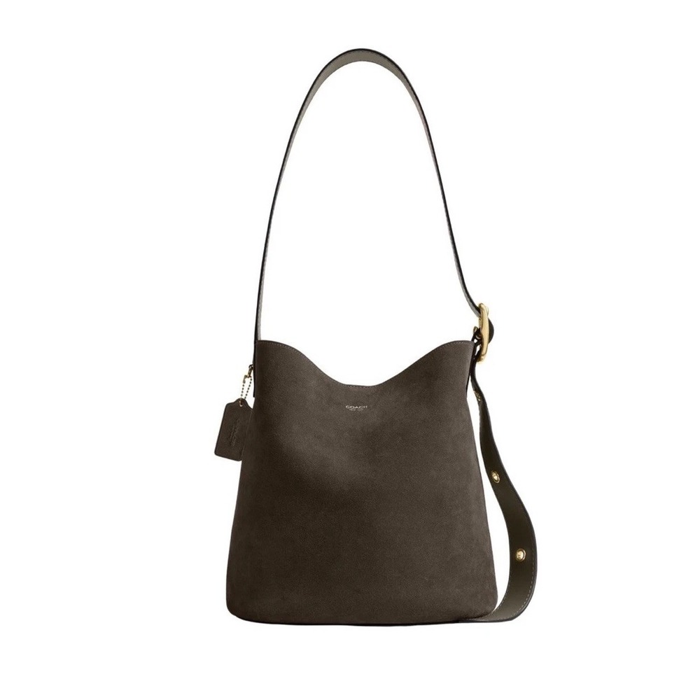 NWT Coach Bleecker Bucket Bag in Suede Olive Green - Style CCC24